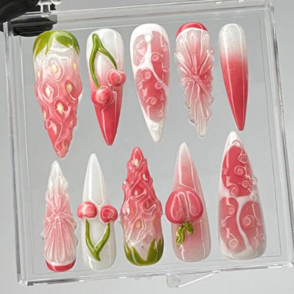 Other - Pink fruit Press On nails strawberry Pink Pink G02